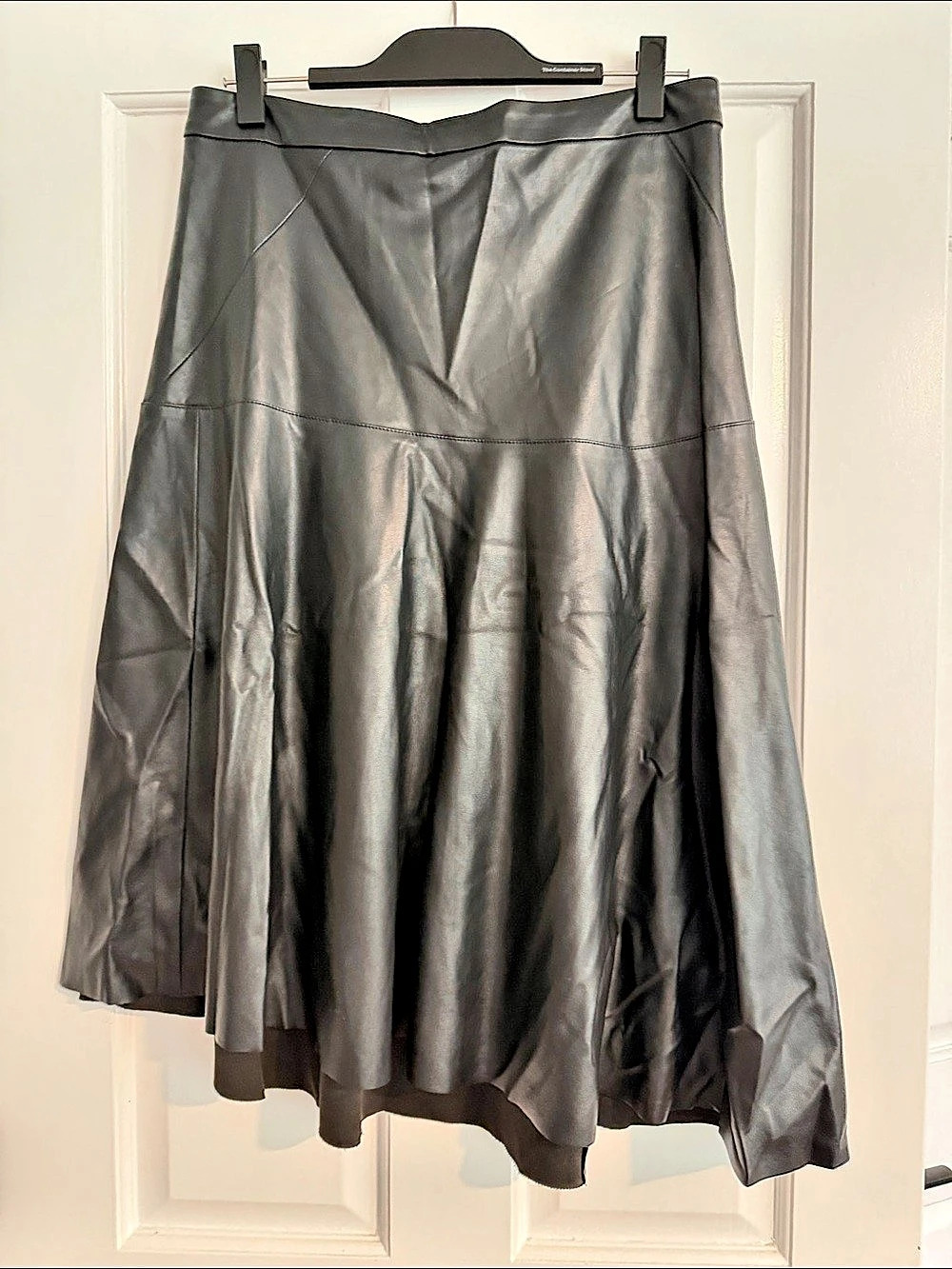 all row Faux Leather Midi Skirt Size Medium Like New